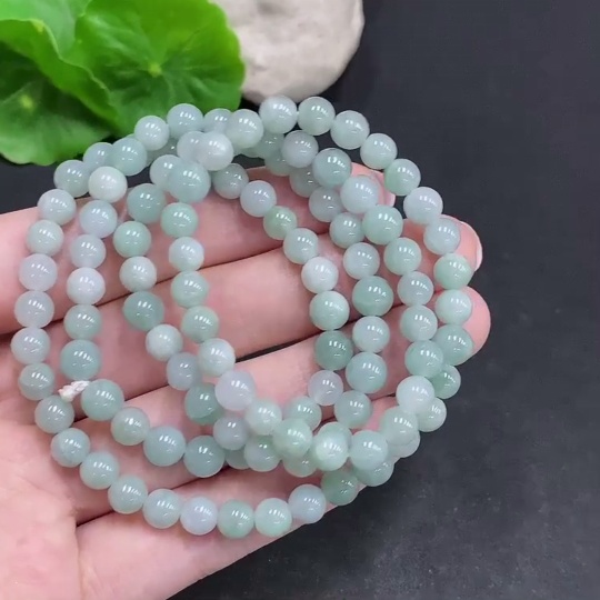 F34969260 Jadeite Bead Necklace Total Weight Approx. 37.3g Size About 5.7mm