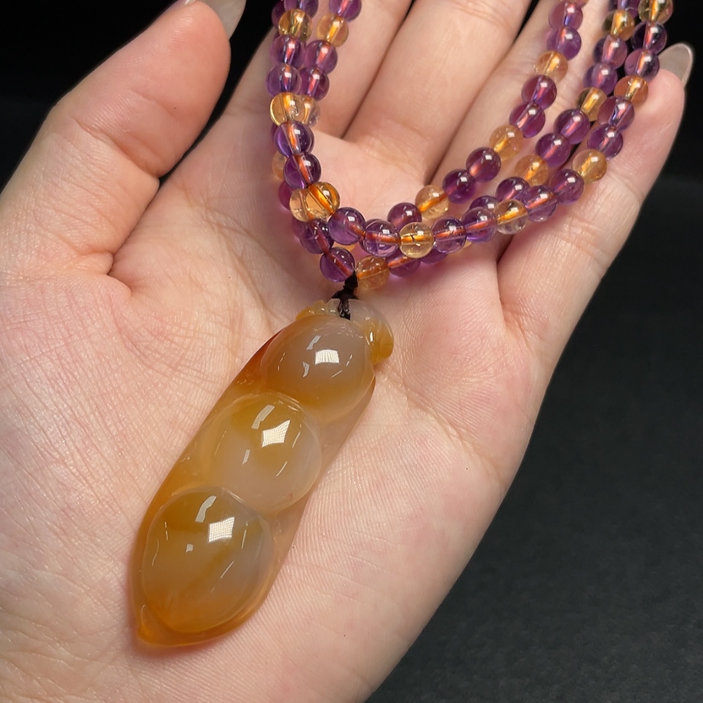 C34993084 Crystal Bead Necklace with Visible Organic Matter, Consider Non-Natural Accent Stones, Total Weight Approx. 39.72g, Size 5mm