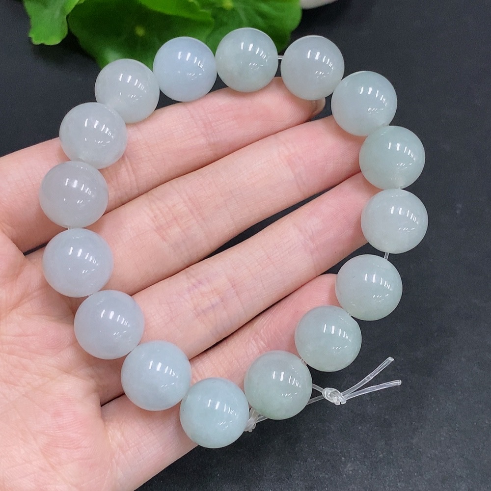 F34034448 Jadeite Bracelet, Total Weight Approx. 58.8g, Bead Size 12.7mm