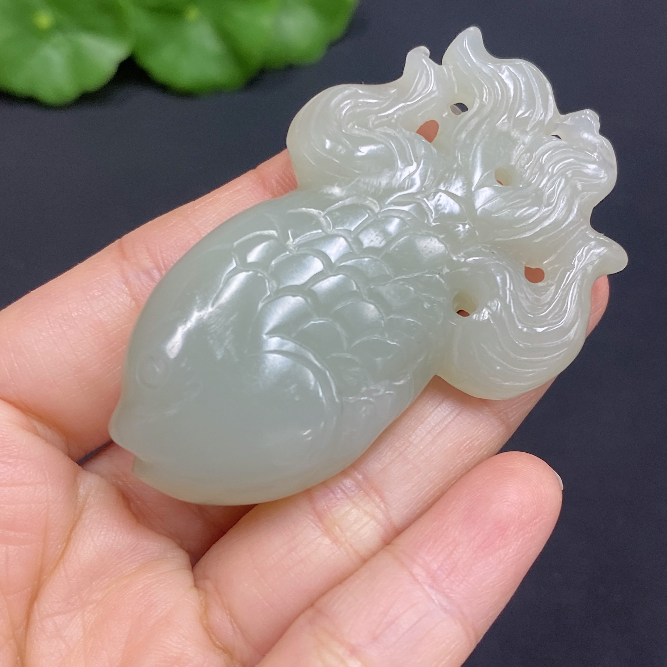 H30545965 Hetian Jade Pendant Fish Total Weight Approx. 33.8g