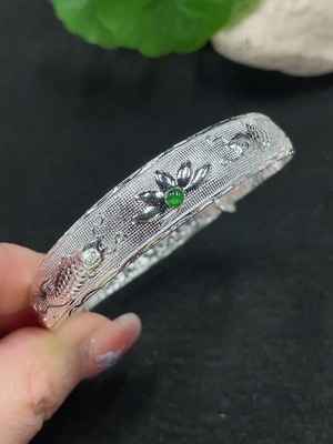 F32810000 Jadeite Inlaid Bracelet Total Weight Approx.15g (Non-Gold Inlaid)