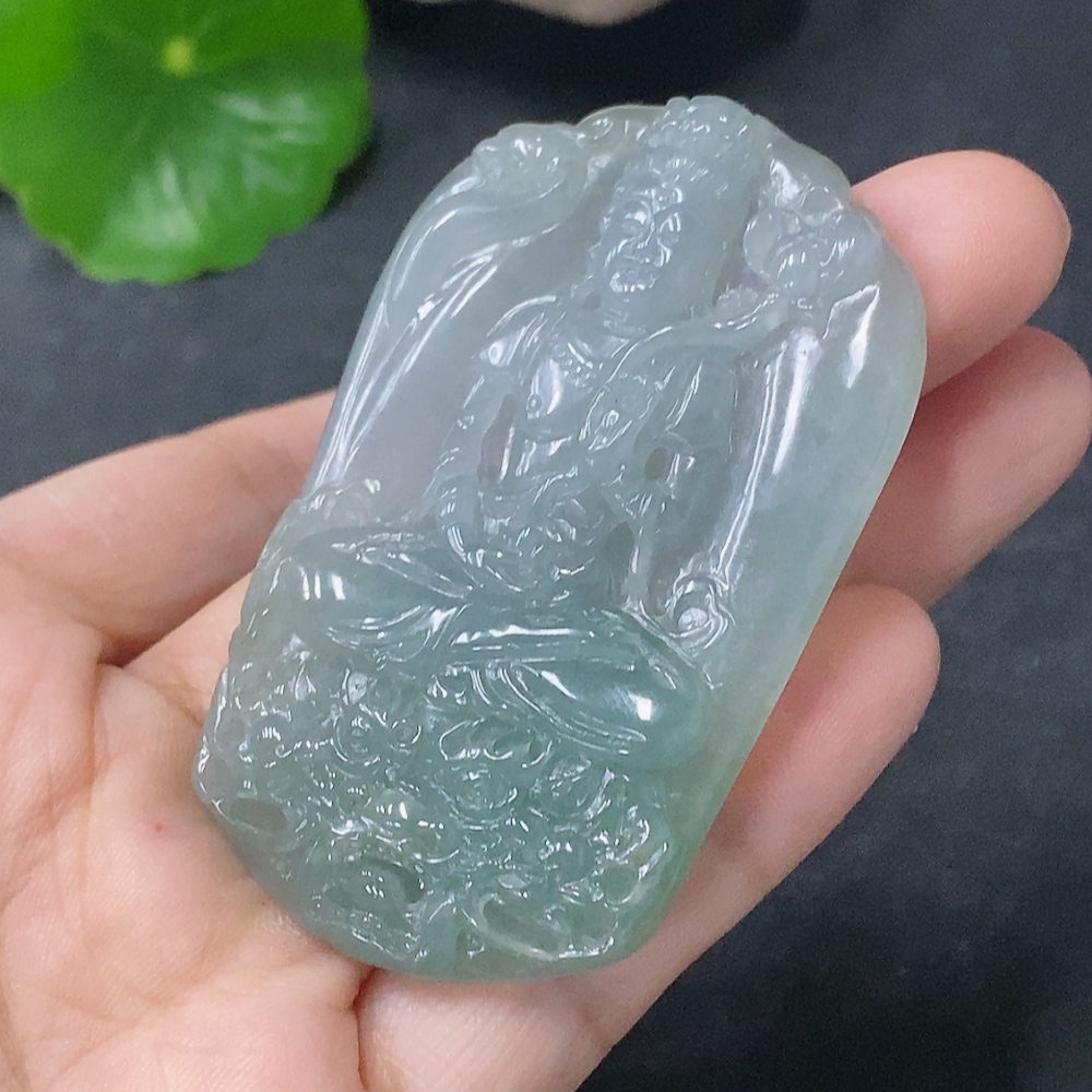 F33913333 Jadeite Pendant of Avalokitesvara Riding a Dragon