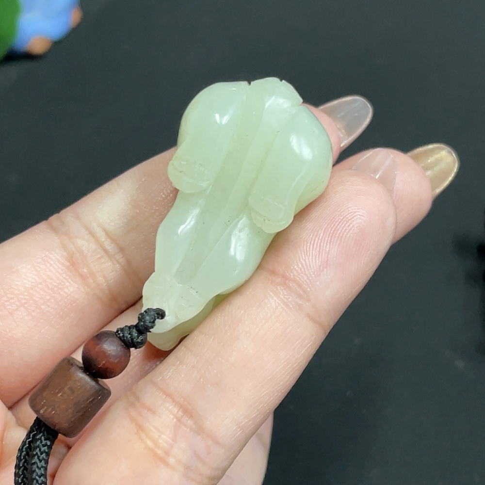 H31659437 Hetian Jade Pendant Rabbit Total Weight Approx. [with Rope] 22.7g