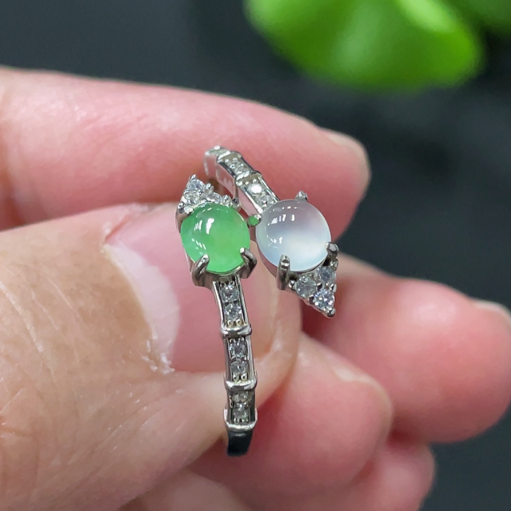 F35146855 Jadeite Cabochon Ring Non-Gold Setting Adjustable Size Total Weight Approx. 1.85g