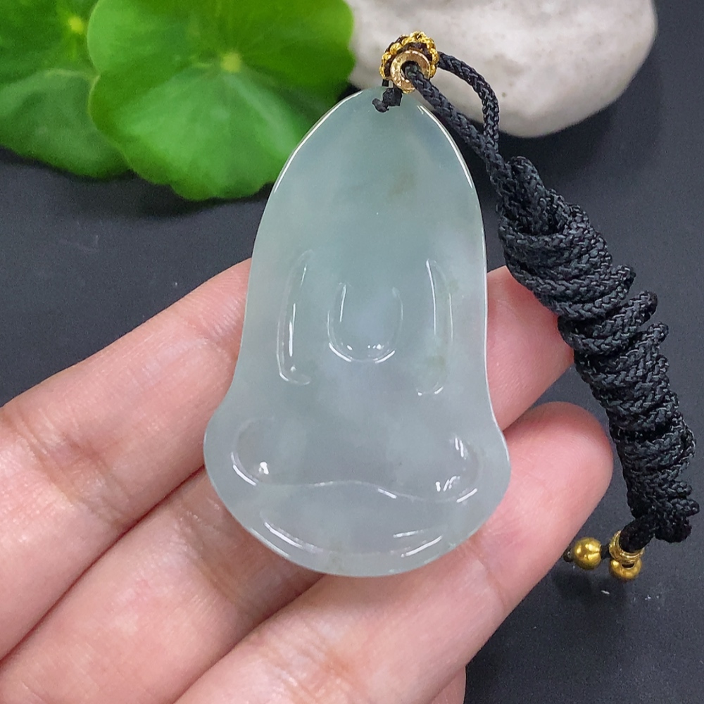 F29390611 Jadeite Guanyin Pendant with Total Weight Approximately 15.2g Including Rope