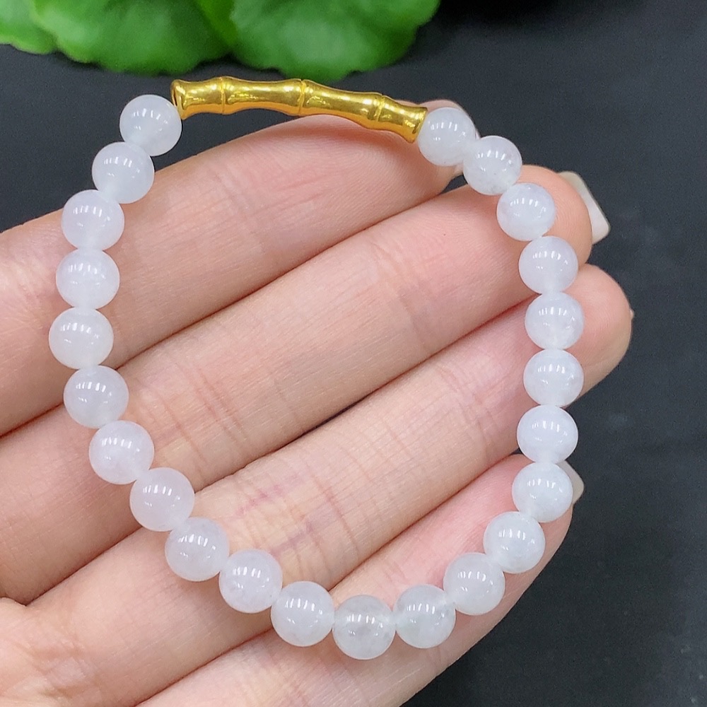 F26044850 Jadeite bracelet, approximately 5.7mm beads, total weight about 8.3g, accessories with 99% gold content