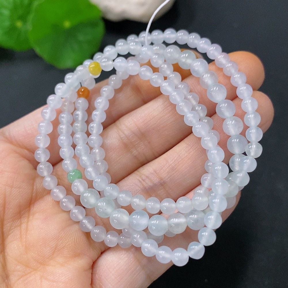 F30442587 Jadeite Bead Necklace Approx. 5mm Total Weight Approx. 17.5g Color Origin Undetermined