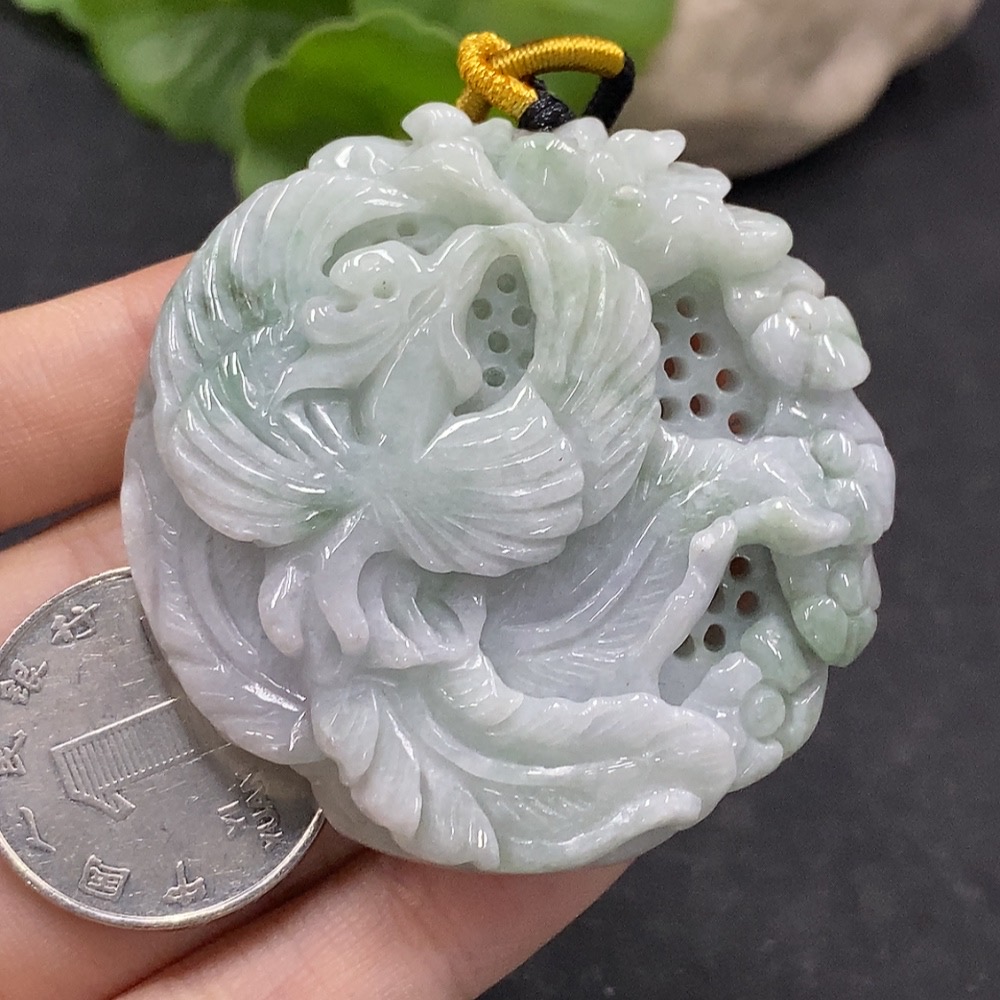 F34965252 Jadeite Phoenix Pendant Total Weight Approx. 53.28g