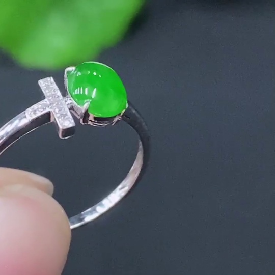 F24781321 Jadeite Inlaid Ring 18k Gold Inlaid Total Weight Approx. 1.21g Size 12