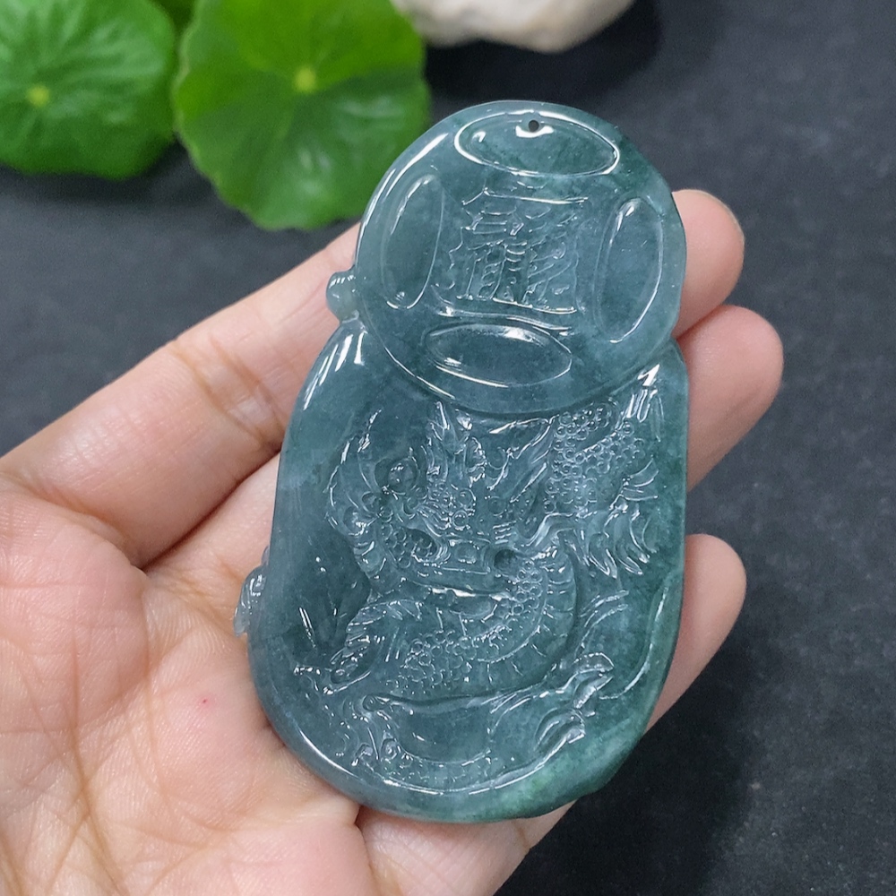 F33913769 Jadeite Pendant God of Wealth Total Weight Approx. 49.2g