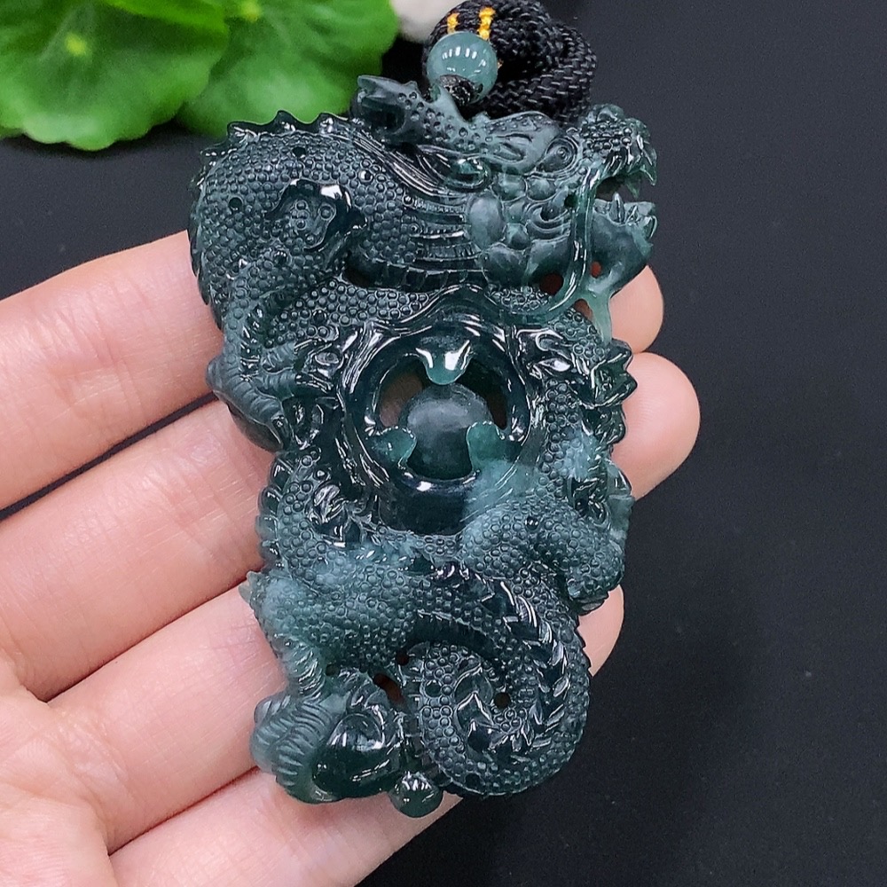 F28242368 Jadeite Dragon Soaring Worldwide Pendant