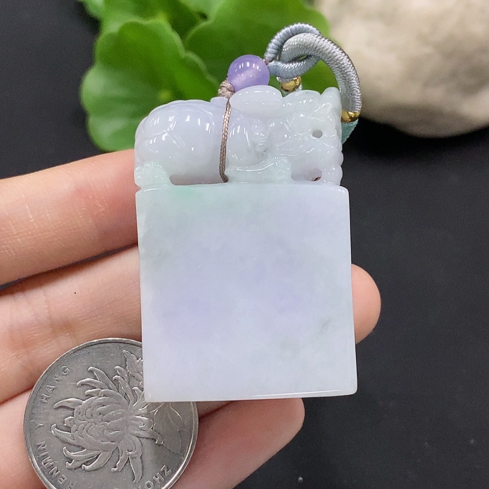 F34995893 Jadeite Pi Xiu Seal, Total Weight: Approx. 52.65g