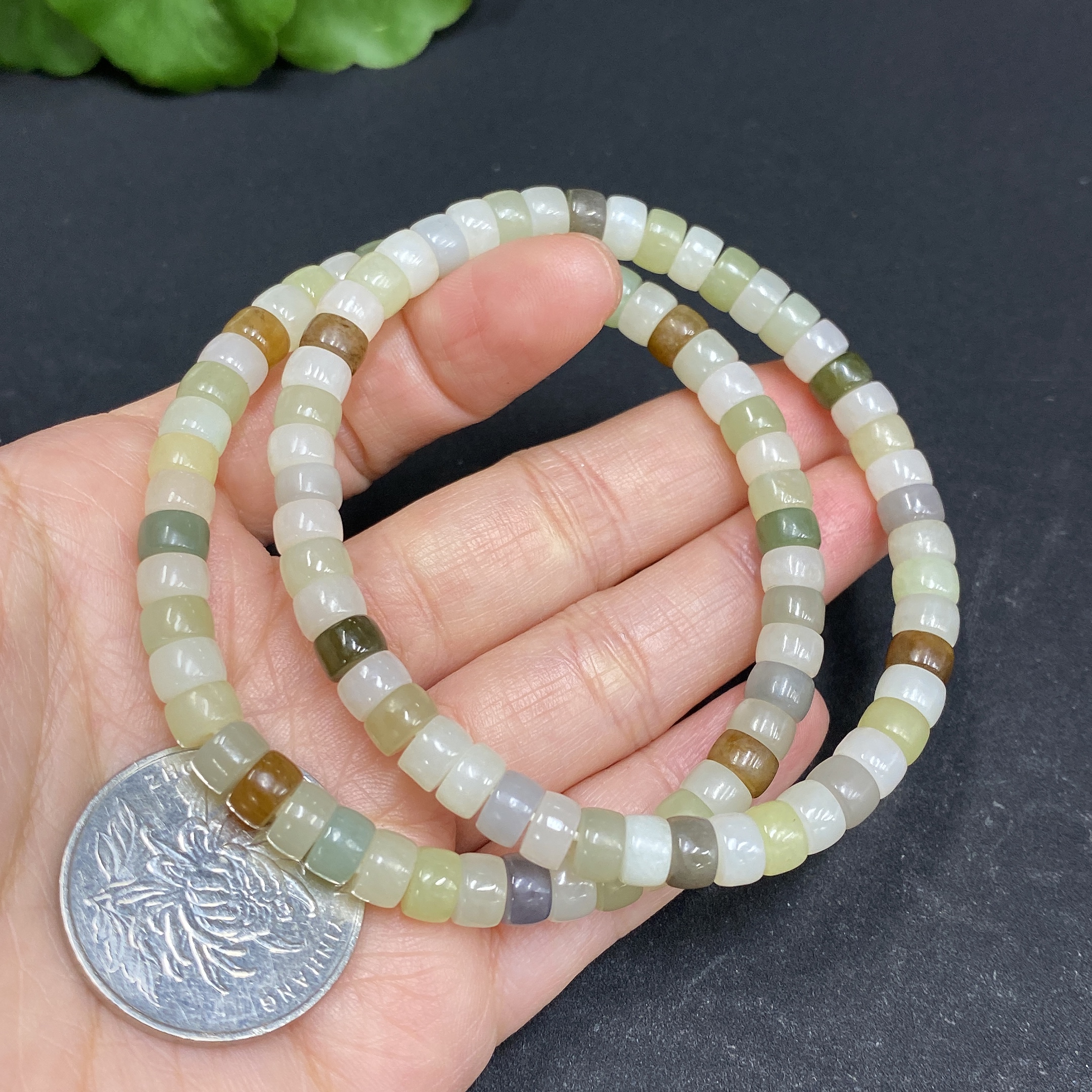 H33903884 Hetian Jade Bead Bracelet, Approx. 6mm, Total Weight About 27.6g