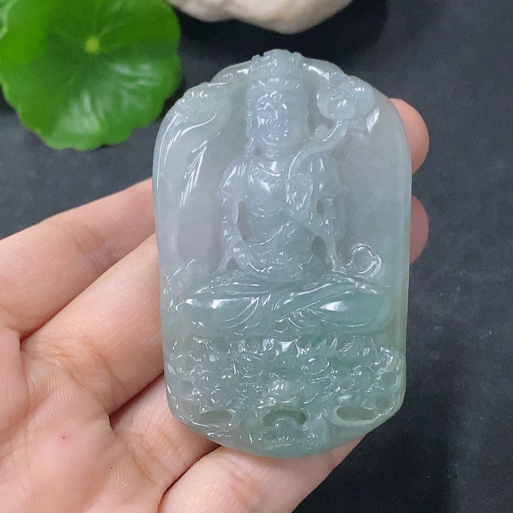 F33913333 Jadeite Pendant of Avalokitesvara Riding a Dragon