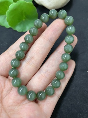 H41945872 和田玉碧玉手串 卡7.8mm左右 货品总重约18.7g