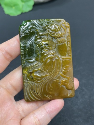 H42954589 和田玉碧玉挂件   关公     货品总重约43.3g      皮色成因未定