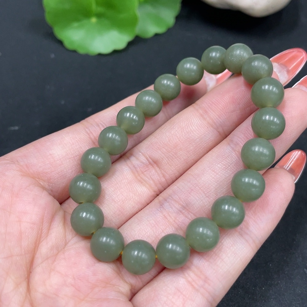 H35084535 Hetian Jade Bracelet Approx. 8.2mm Total Weight Approx. 18g