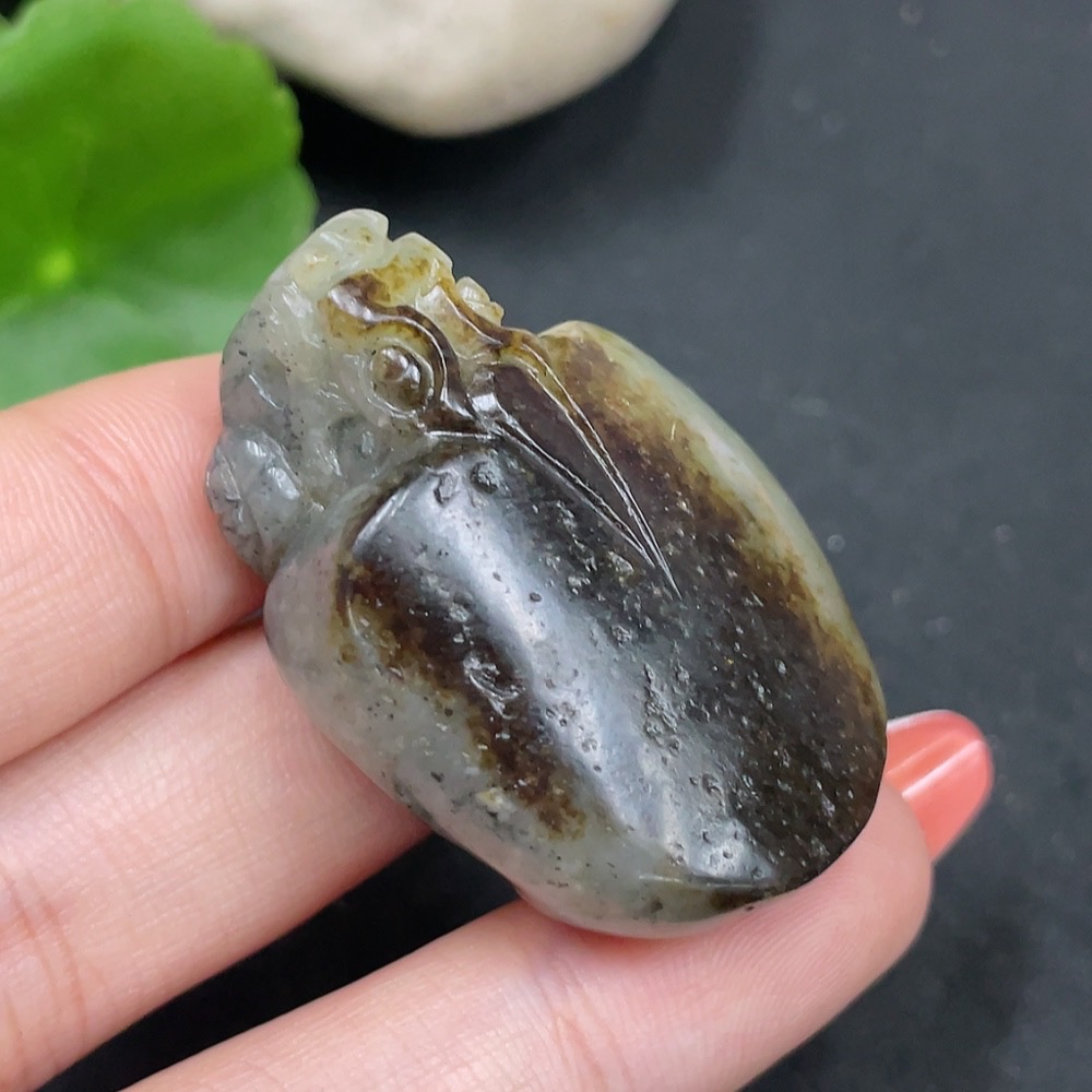 H35084157 Hetian Jade Seed Material Pendant - Dragon Turtle - Undetermined Skin Color Origin - Total Weight Approximately 30.8g