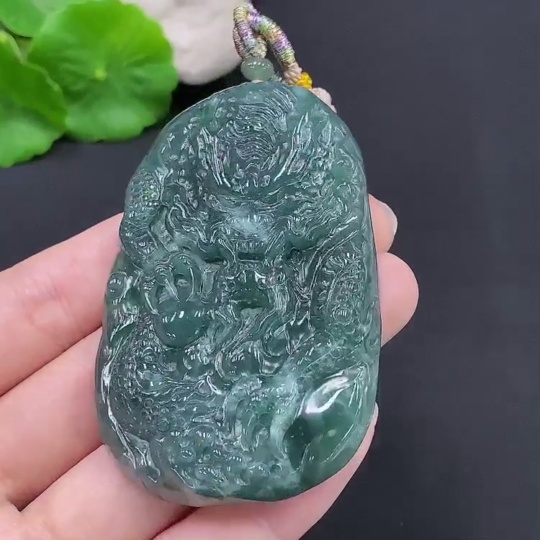 F28296027 JadeiteDragon Soaring Across the Seas Pendant