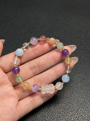 C34041790 Crystal Bracelet Colorless and Purple Only Stones May Be Non-Natural Total Weight Approx. 12.98g Size About 8.2mm
