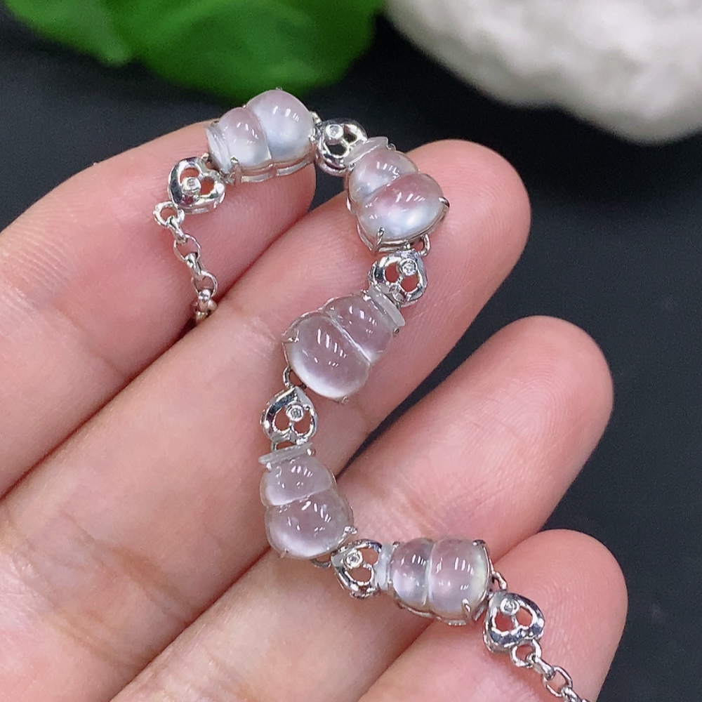 F33884110 Jadeite Gourd Inlaid Bracelet 18K Gold Total Weight About 3.8g