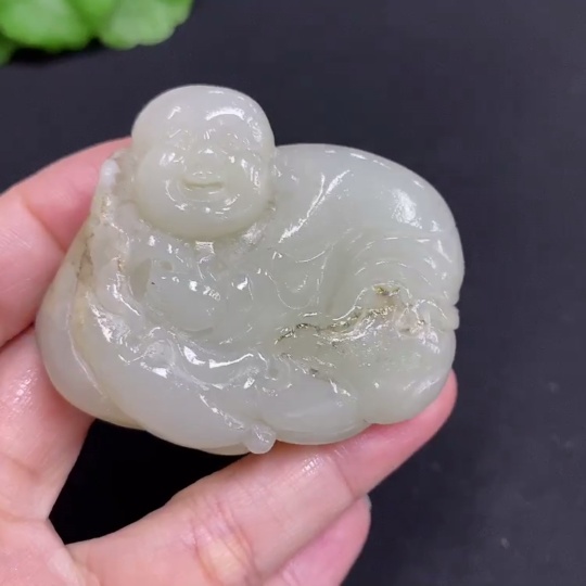 H34971241 Hetian Jade Pendant - Buddha Figure, Total Weight Approx. 66g, Undetermined Skin Color Origin