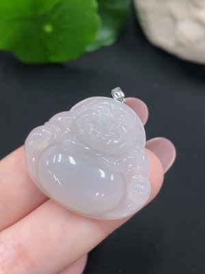 F28225757 Jadeite Buddha Pendant with 18K Gold Clasp, Total Weight Approximately 6.7g