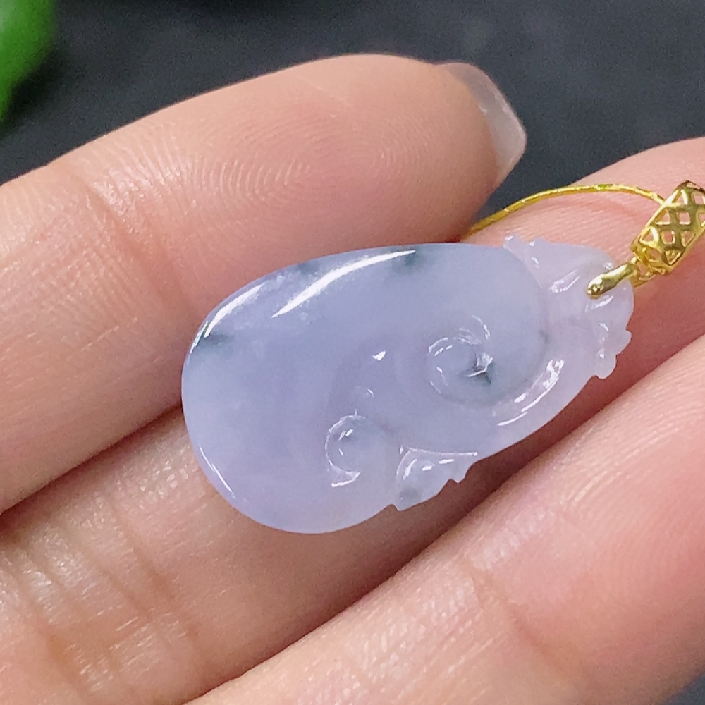 F34042594 Jadeite Ruyi Pendant 18k Total Weight Approx. 1.7.5g