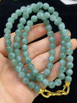 F32708117 Jadeite Bead Necklace Non-Gold Total Weight Approx. 58.6g Size About 7.3mm