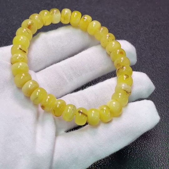 C34006462 Amber and Beeswax Bracelet, Total Weight Approximately 11.08g, Size About 9.1mm