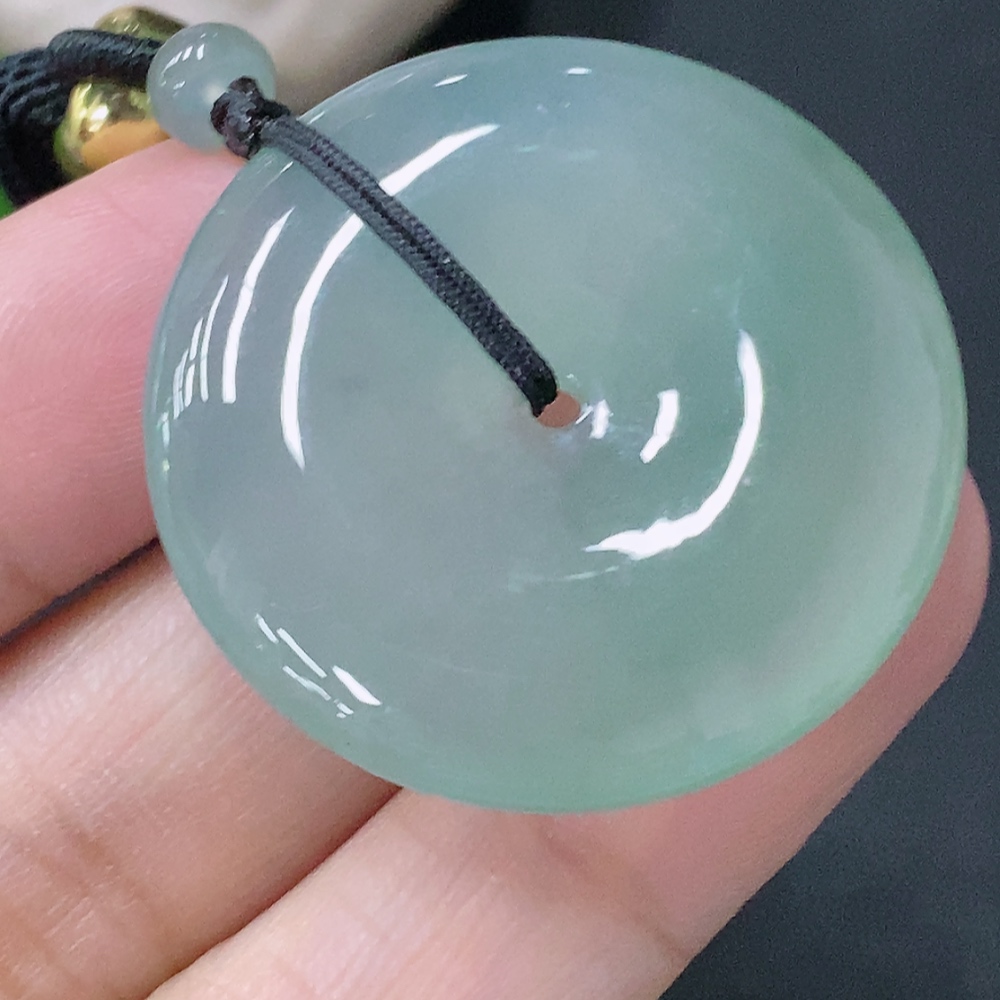 F33849120 Jadeite Pendant Peace Buckle Total Weight Approx. 18.69g with Rope