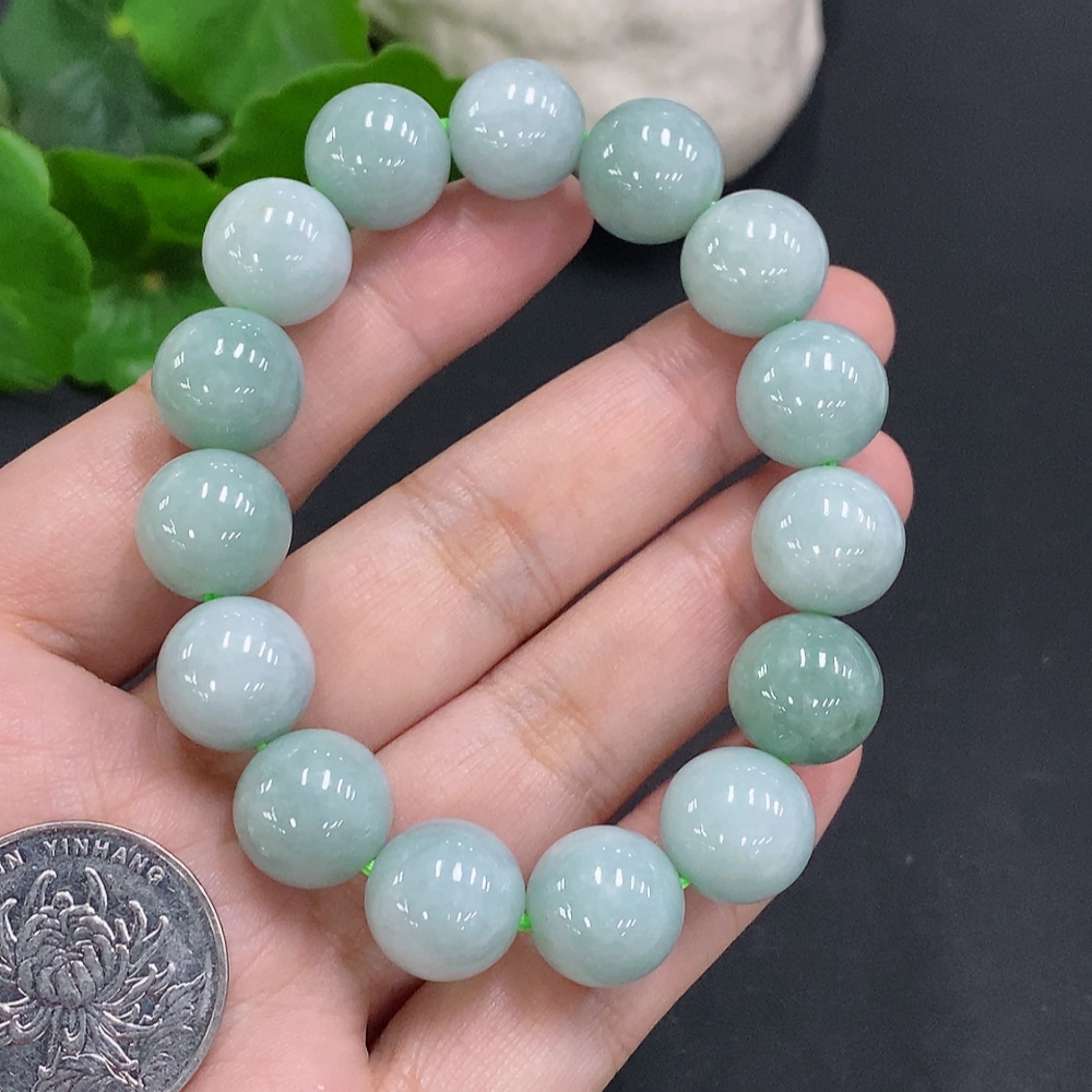 F34050222 Jadeite Bead Necklace Approx. 12.6mm Total Weight Approx. 55.6g