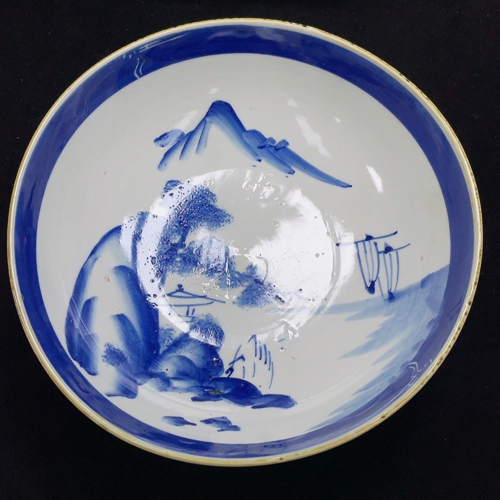 W30478564 Ceramic, Mint Condition, Modern Blue and White Bowl, Size as per Actual Item