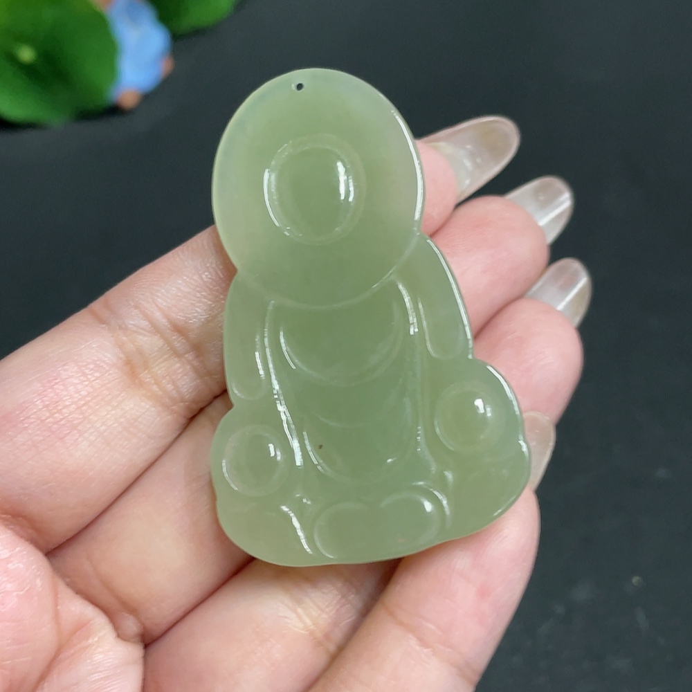 H29358838 Hetian Jade Pendant Guanyin Total Weight About 25.7g