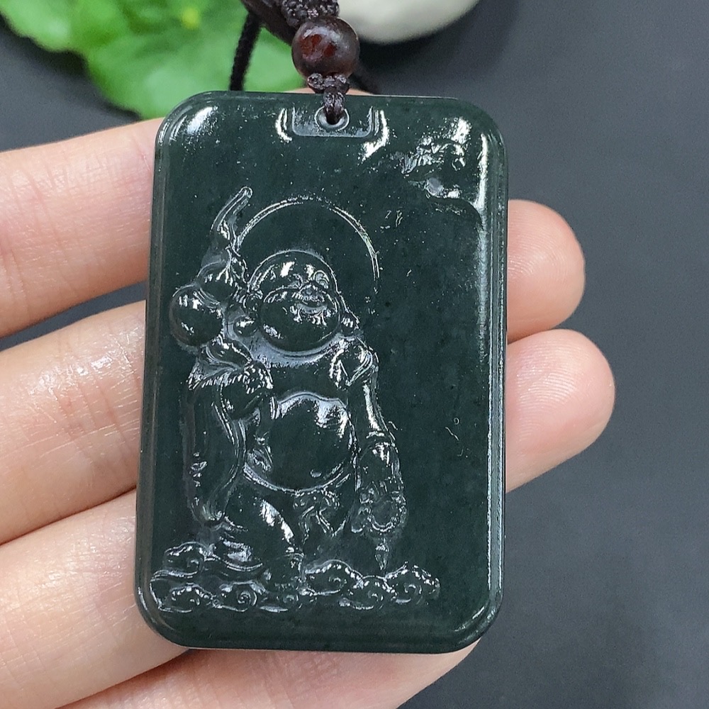 H16798536 Hetian Jade Buddha Pendant, total weight approximately 42.96g (including cord weight)