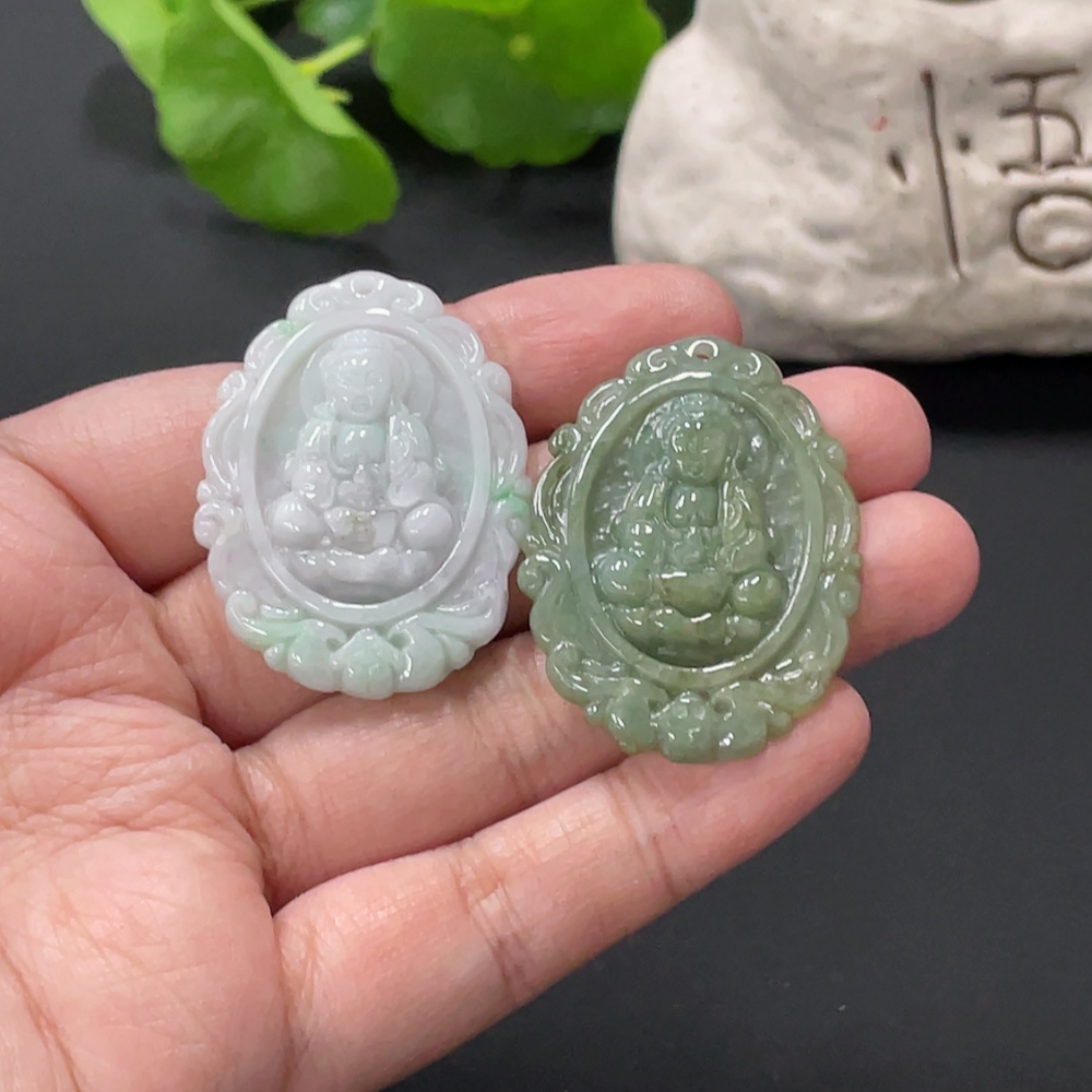 F34058547 Jadeite Pendant Guanyin Plaque