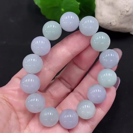 F34967189 Jadeite Bracelet, Approx. 12.8mm Beads, Total Weight Approx. 51.4g