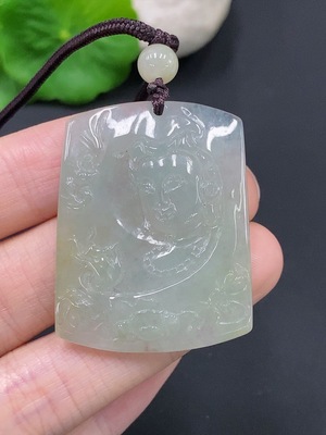 F28270729 Jadeite Guanyin Pendant Total Weight Approx. 16.5g (including rope weight)
