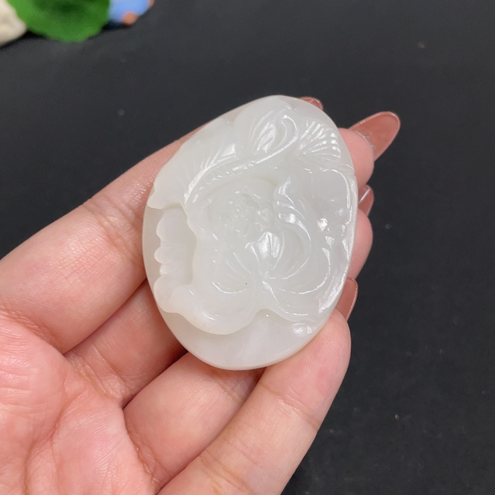 H34011574 Hetian Jade Pendant - Flourishing Prosperity - Total Weight Approx. 49.7g