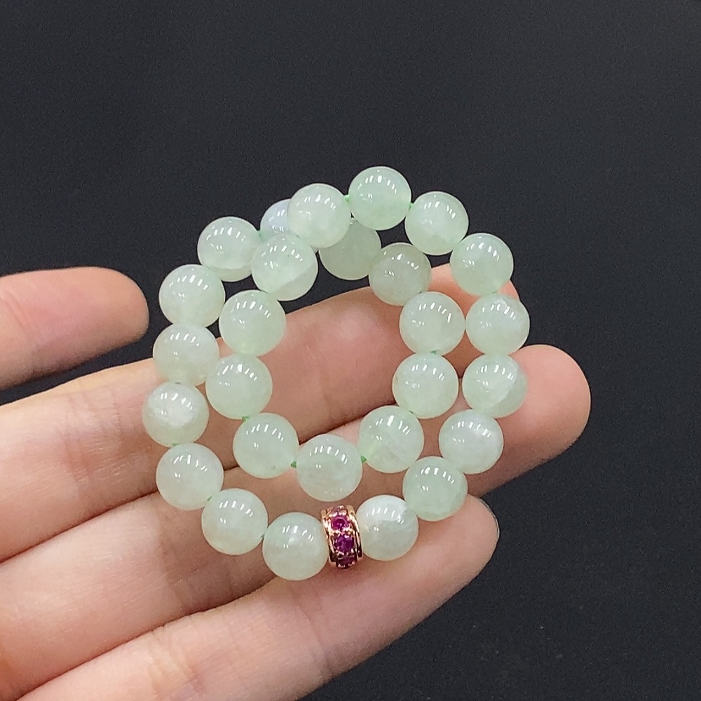 F35091081 Jadeite Bracelet Approx. 6.8mm Non-Gold Inlaid Total Weight Approx. 16.34g
