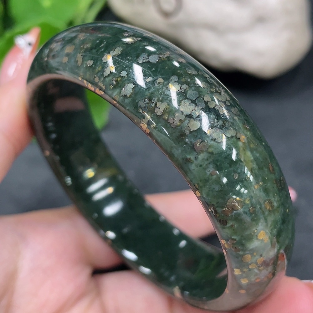 H34960946 Hetian Jade Round Bracelet Size 60.5 Total Weight Approx. 76.5g