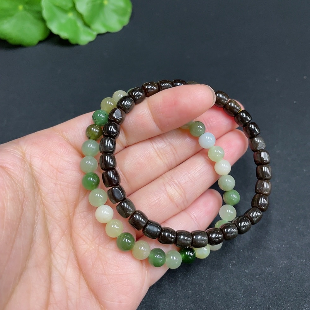 H35102443 Hetian Jade Bracelet, Approx. 5.9mm Beads, Total Weight About 20.6g