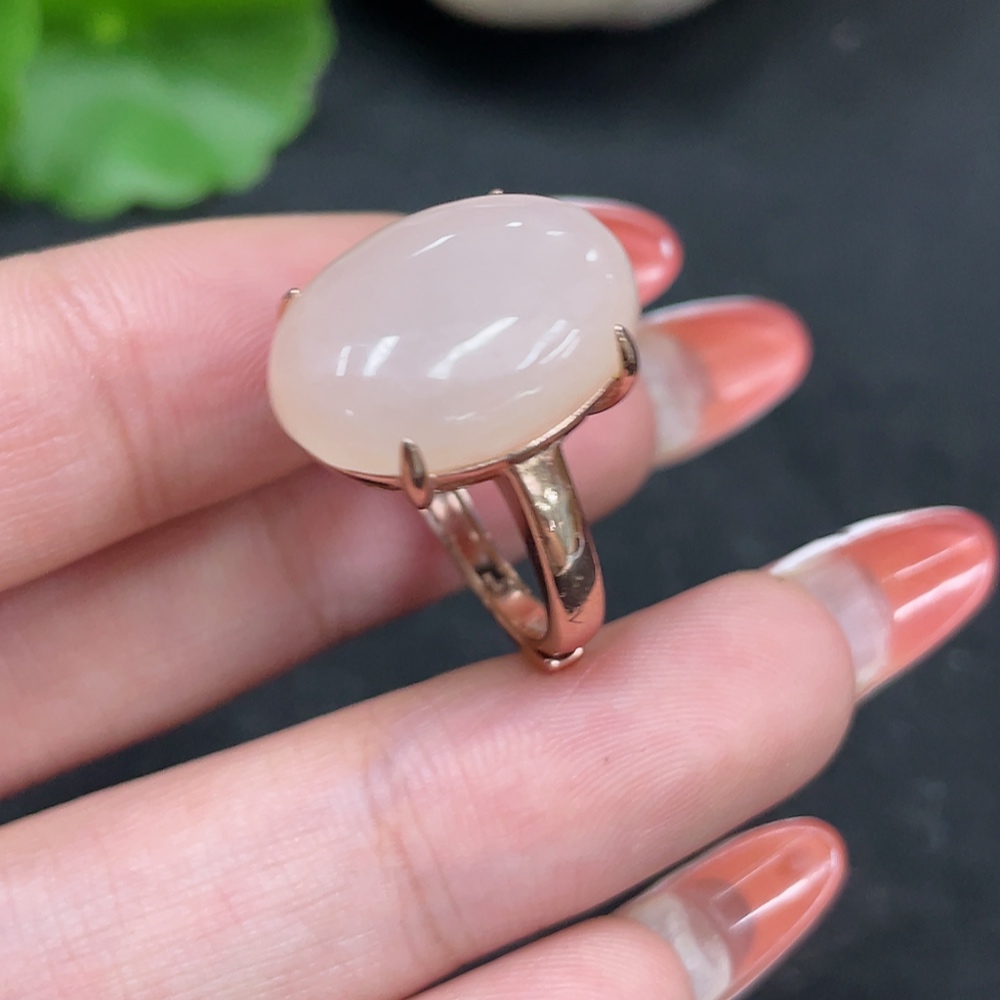 H35147888 Hetian Jade inlaid adjustable ring, non-gold inlaid, total weight about 5.8g