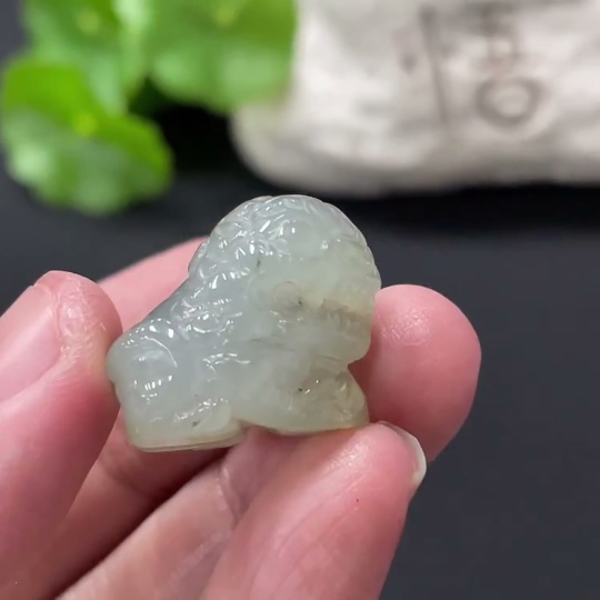 F34999770 Jadeite Stone Lion Pendant Total Weight Approx.9.25g
