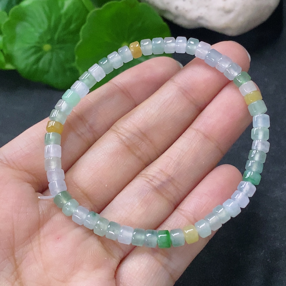 F34954047 Jadeite Beads Bracelet Approx. 4.5mm Total Weight Approx. 7.56g Yellow Beads Color Origin Undetermined