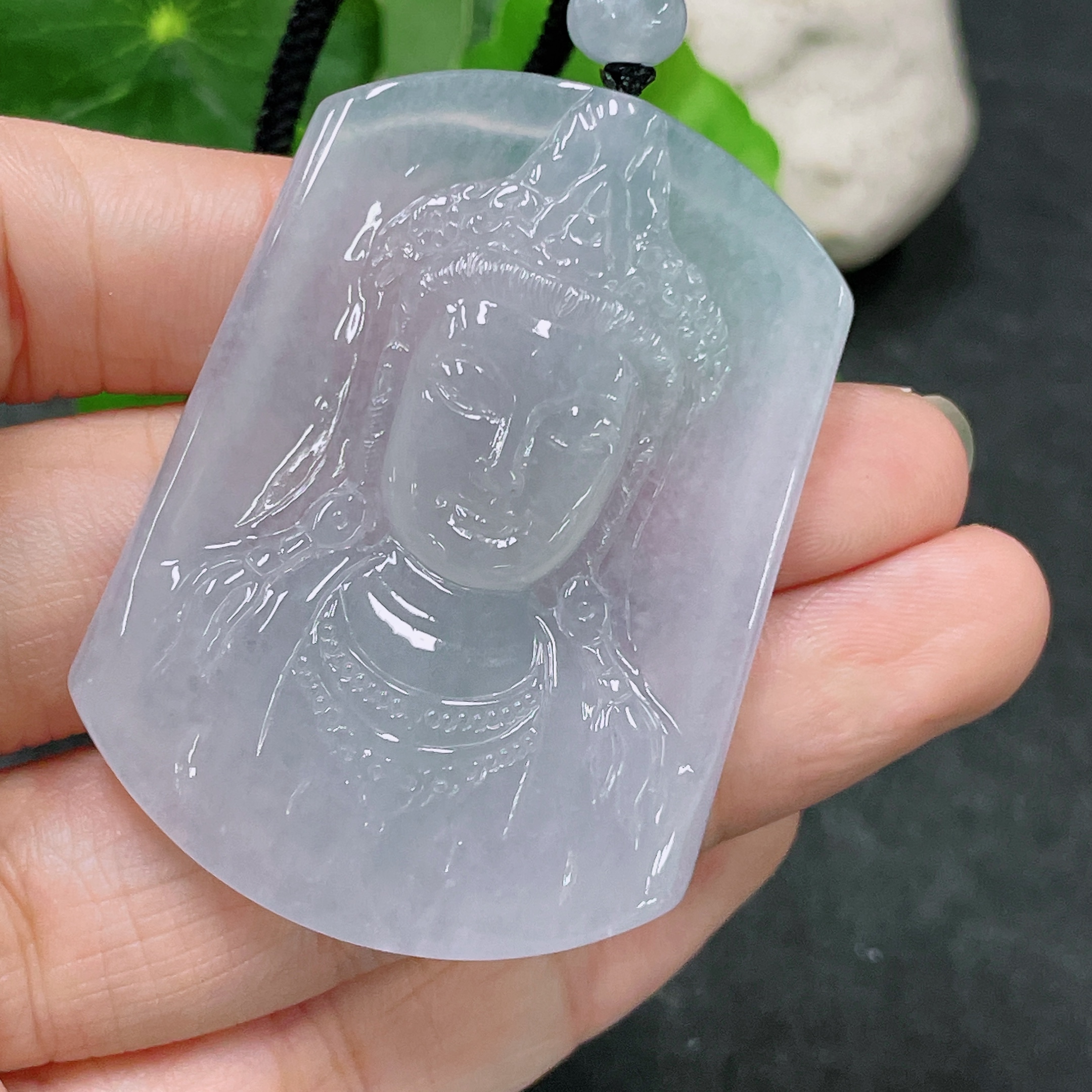 F32811584 Jadeite Pendant Guanyin with Cord Total Weight Approx. 27.84g
