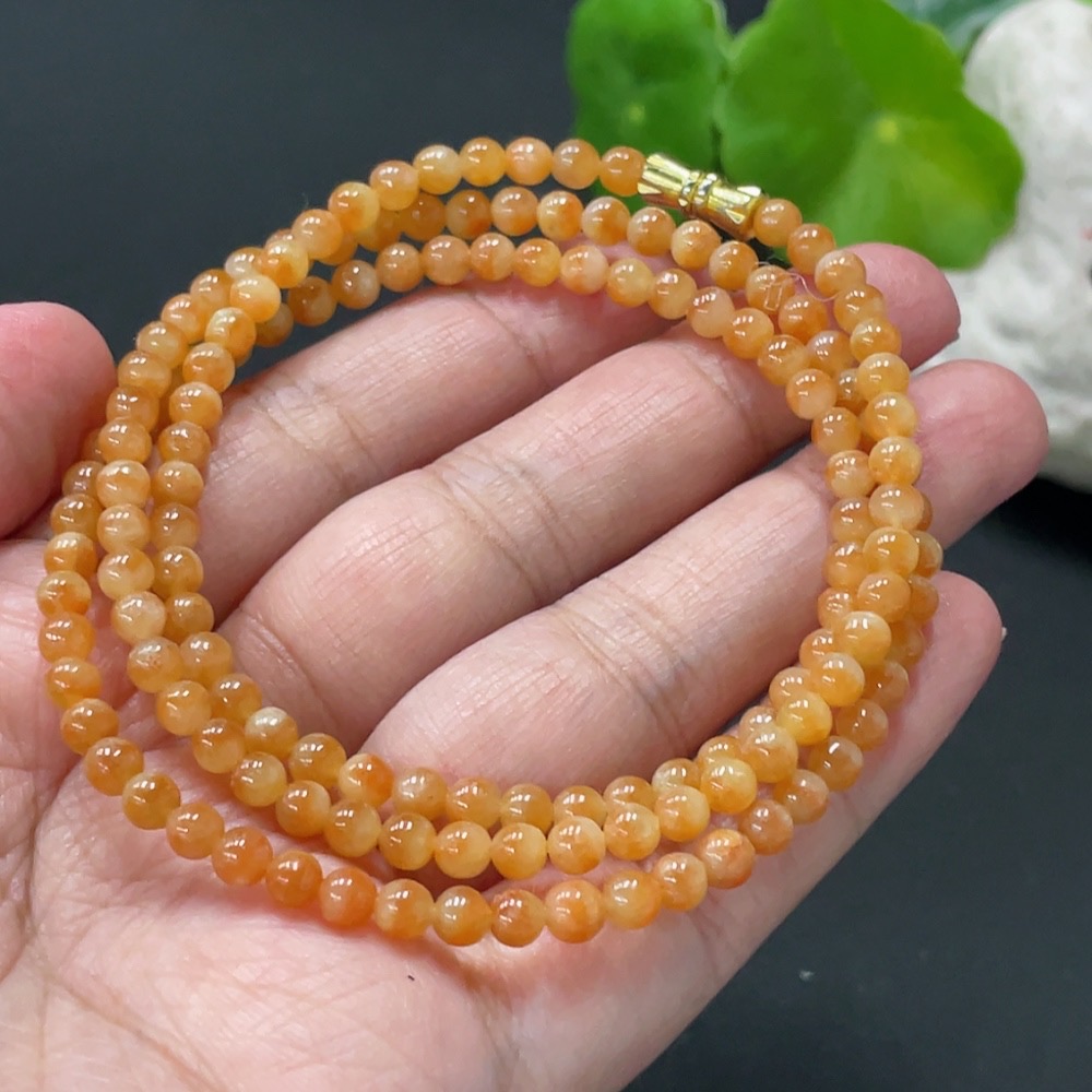 F34018783 Jadeite Bead Necklace Approximately 4.1mm Total Weight About 17.89g Color Origin Undetermined