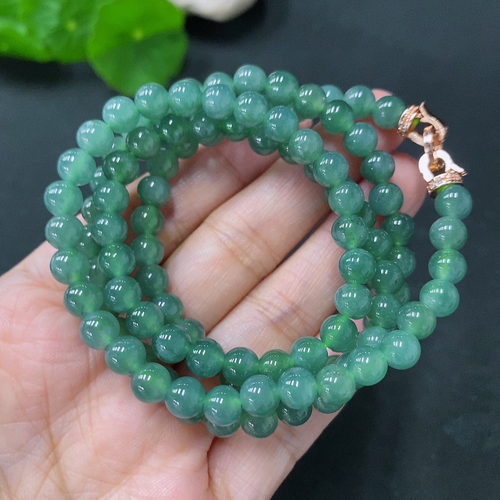 F29321727 Jadeite Beaded Necklace Approx. 6mm Total Weight Approx. 40.38g Non-Gold