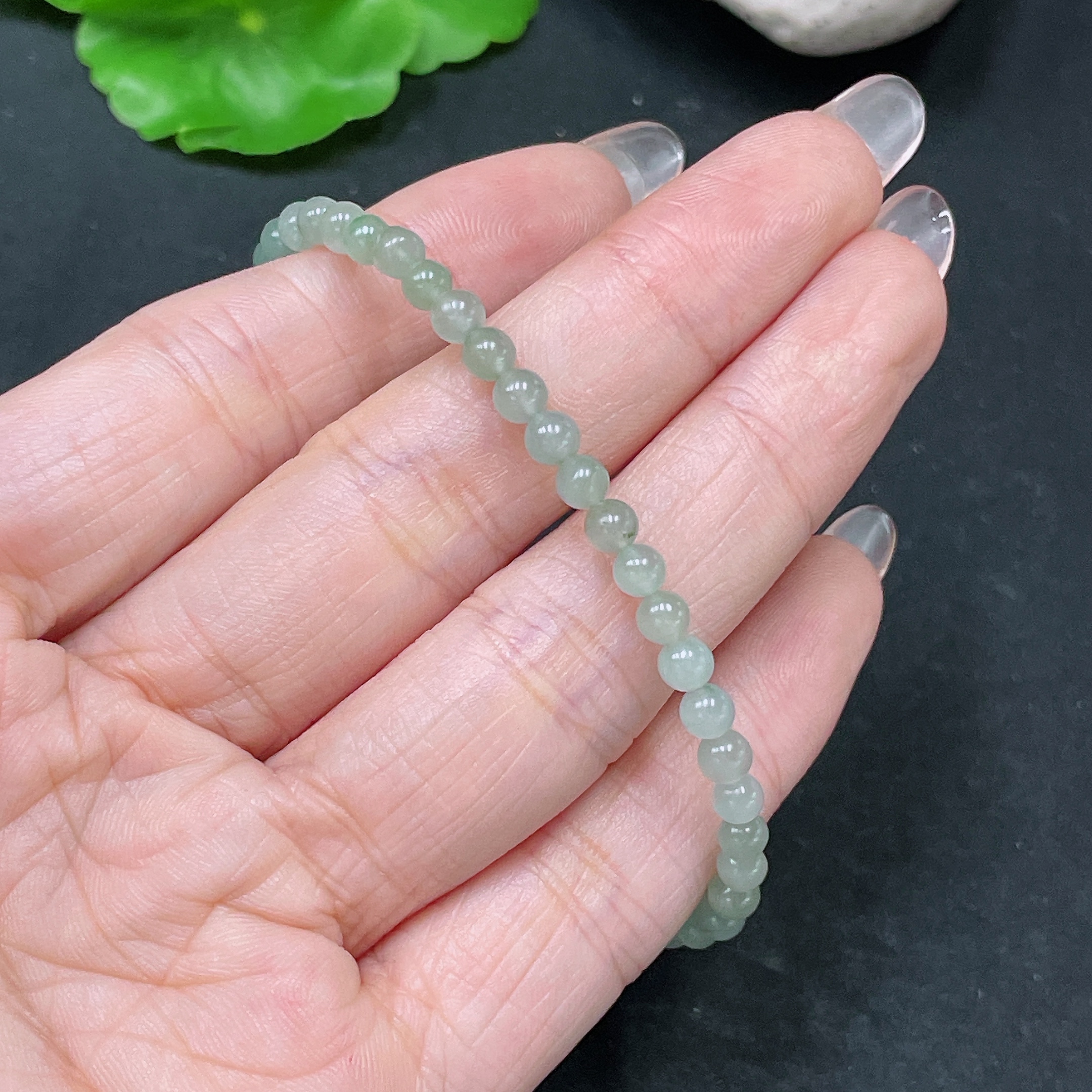 F34064676 Jadeite Bead Necklace Approx. 3.8mm Non-Gold Total Weight Approx. 6.1g