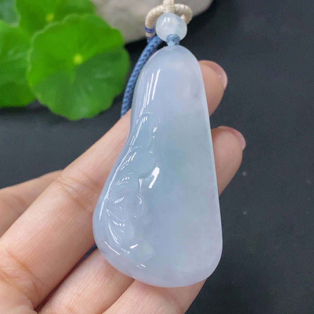 F28199790 Jadeite Lotus Pendant Total Weight Approx. 24.8g (including string weight)